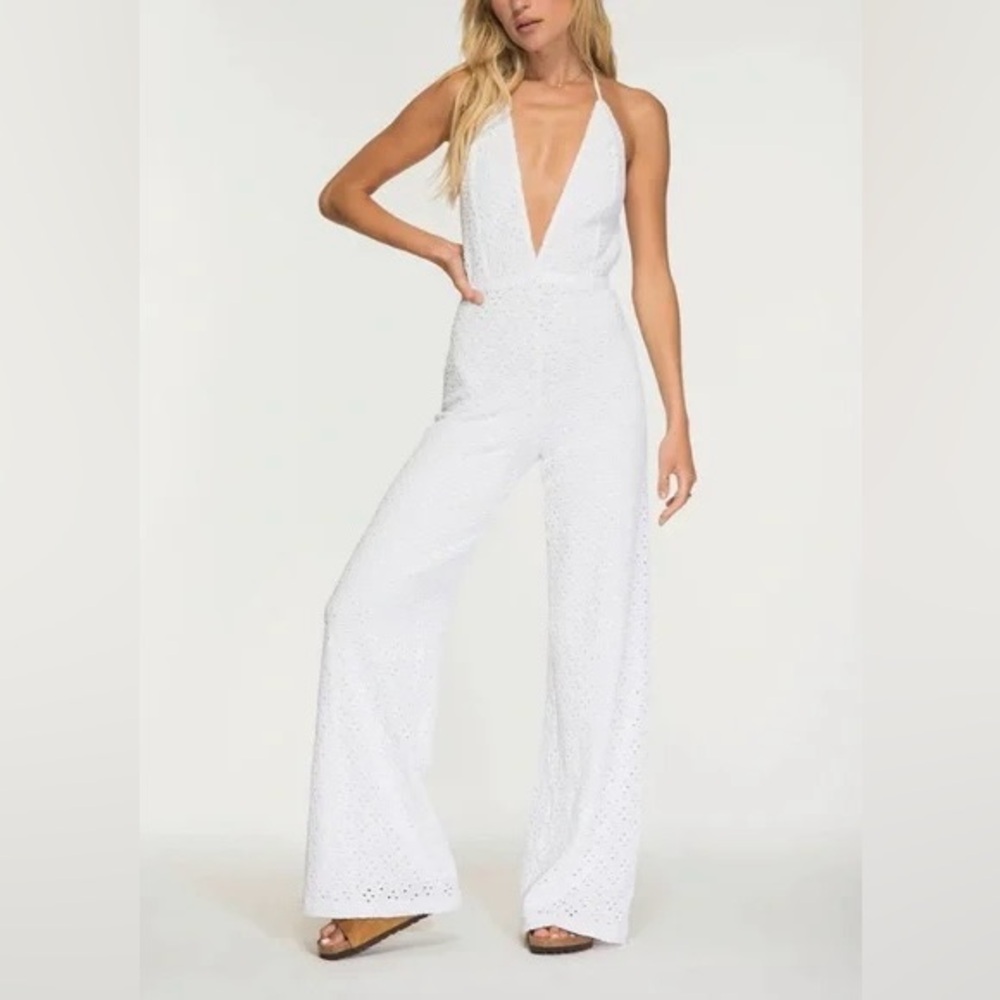 ✨HOST PICK✨ Nightcap Clothing Lima Crochet Halter Jumpsuit White size Large NWT